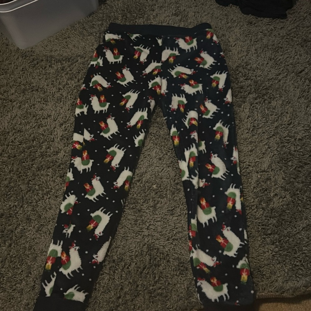 Fuzzy Christmas llama pj pants